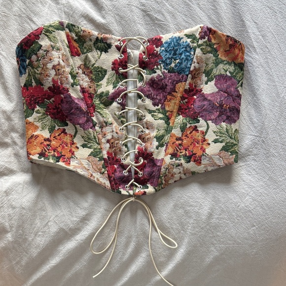 Floral Lace-Up Corset Top - Picture 1 of 2